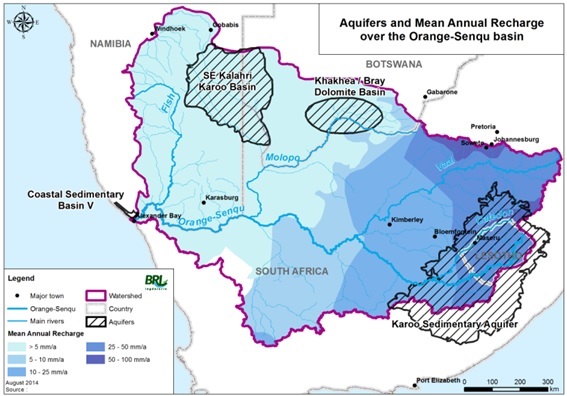 Figure 1: Transboundary Aquifers of the Orange-Senqu River Basin
